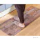 ずれにくい 防炎抗菌 拭ける 吸着キッチンマット 木目ブラウン 45×150cm