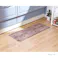 ずれにくい 防炎抗菌 拭ける 吸着キッチンマット 木目ブラウン 45×150cm