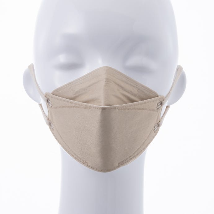 やわらかふわふわ素材の立体型不織布マスク 小さめ ベージュ 5枚