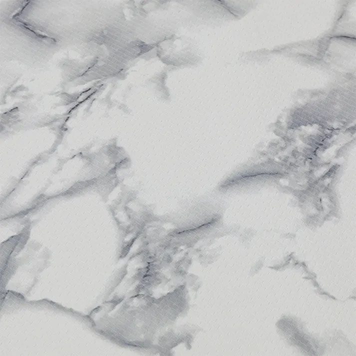 ずれにくい 防炎抗菌 拭ける 吸着キッチンマット マーブルホワイト 45×150cm