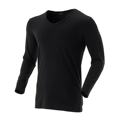 紳士 ホットファイン 発熱インナーTシャツ V首 ブラック M