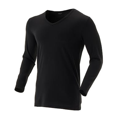 紳士 ホットファイン 発熱インナーTシャツ V首 ブラック 3L(販売終了)