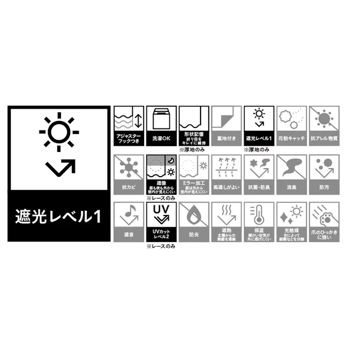 遮光4枚組カーテン ボーダー グレー 100×178cm