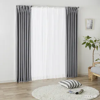 シェニール グレー 100×135cm 4枚組セットカーテン