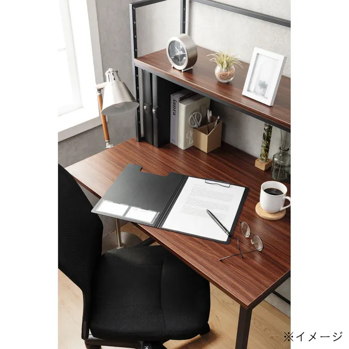 名刺ポケット付きクリップボード タテ型 ブラック