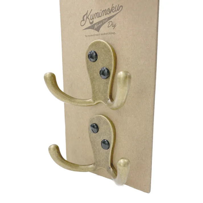 Kumimoku アイアンフック ダブル ゴールド 2個入り