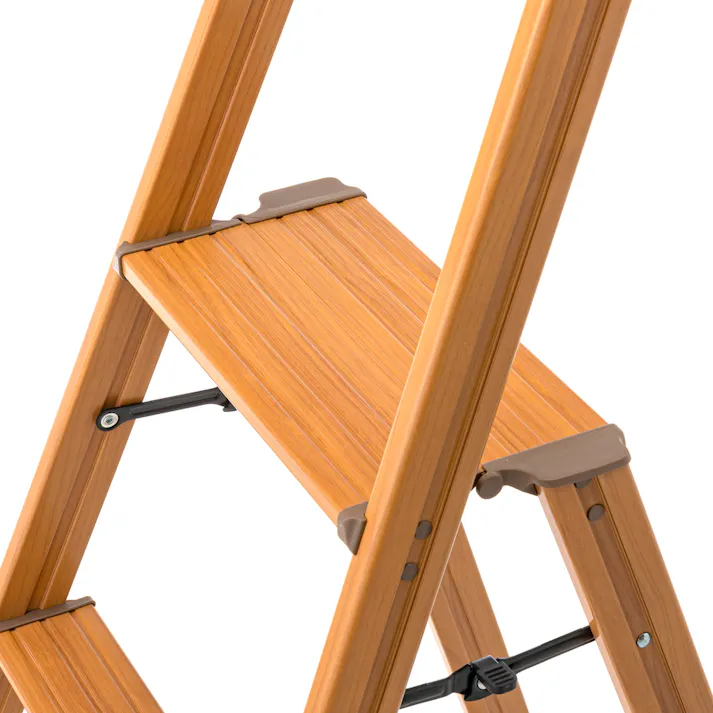 手摺付きアルミ幅広踏台 3段 木目調 CFF-05