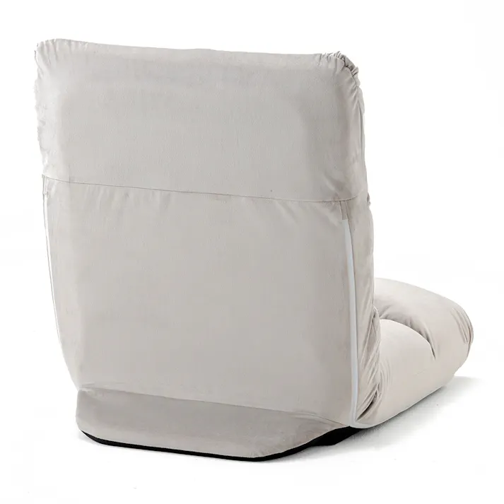 倒れにくいふんわり座椅子 ミューシグ グレー 幅57cm 奥行72~120cm 高さ20~67cm リクライニング コイルスプリング内蔵 ふかふか