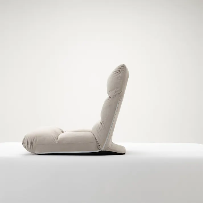 倒れにくいふんわり座椅子 ミューシグ グレー 幅57cm 奥行72~120cm 高さ20~67cm リクライニング コイルスプリング内蔵 ふかふか