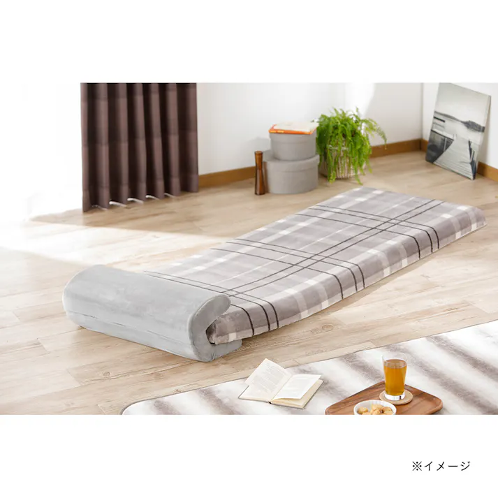 挟んで使えるワイドクッション グレー 幅60cm 奥行25cm 厚さ18cm