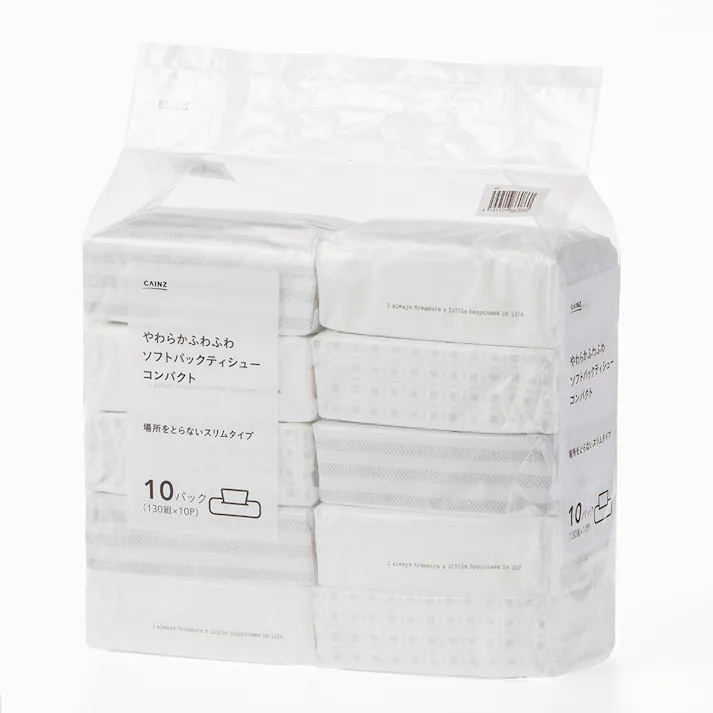 カインズ やわらかふわふわソフトパックティシュー コンパクト 130組×10個パック