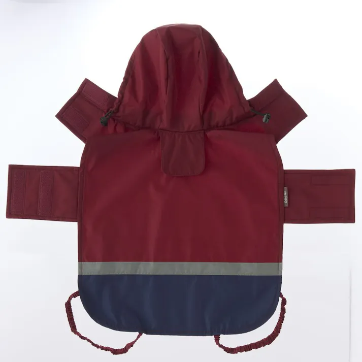 【送料無料】ポケッタブルレインポンチョ レッド Sサイズ ペット服(犬の服)