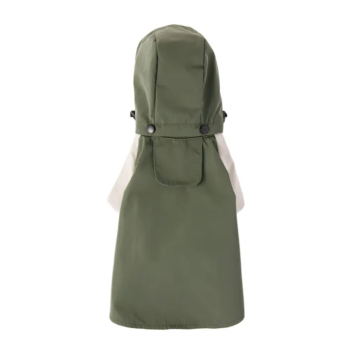 【送料無料】ポケッタブルレインコート カーキ Mサイズ ペット服(犬の服)