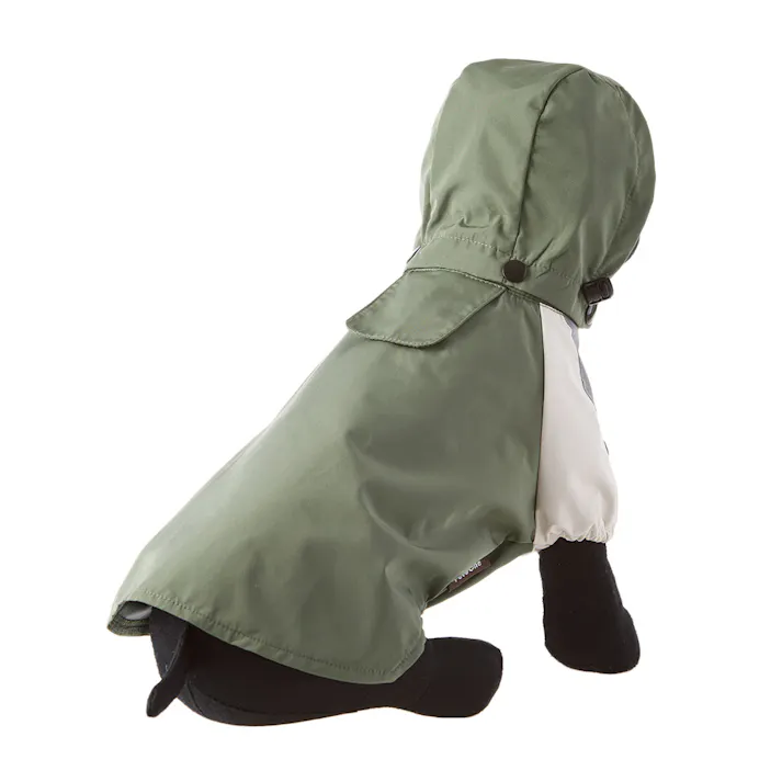 【送料無料】ポケッタブルレインコート カーキ 2Lサイズ ペット服(犬の服)