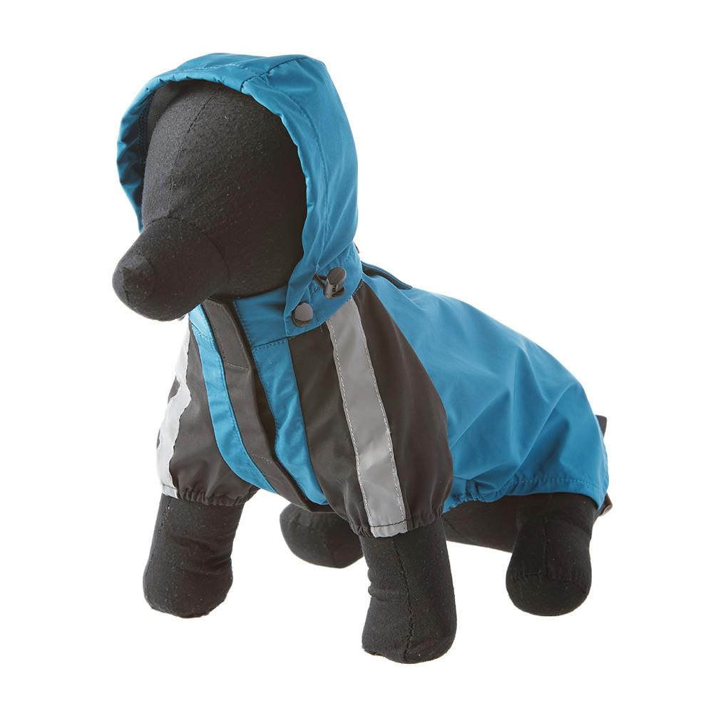 送料無料】ポケッタブルレインコート ブルー Mサイズ ペット服(犬の服