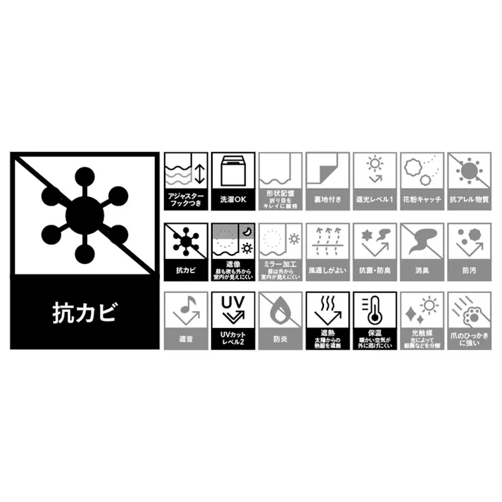 抗カビ・遮熱・遮像 エコクリン 100×148cm 2枚組 レースカーテン