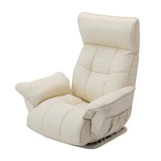 静音リクライニング ガス式肘掛け回転座椅子 アイボリー 幅72cm 奥行57~104cm 高さ59~79cm 肘掛け付き ワイドタイプ ゆったり 一人掛けソファ