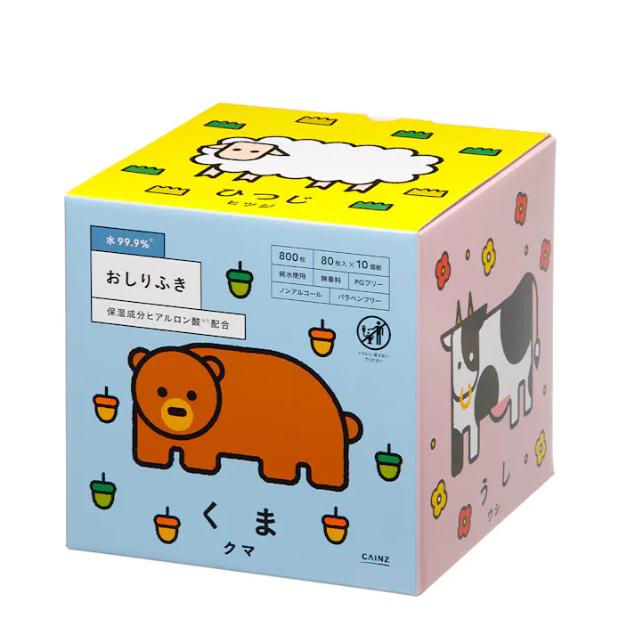 カインズ 水99.9%おしりふきBOX (絵合わせ) 80枚×10個