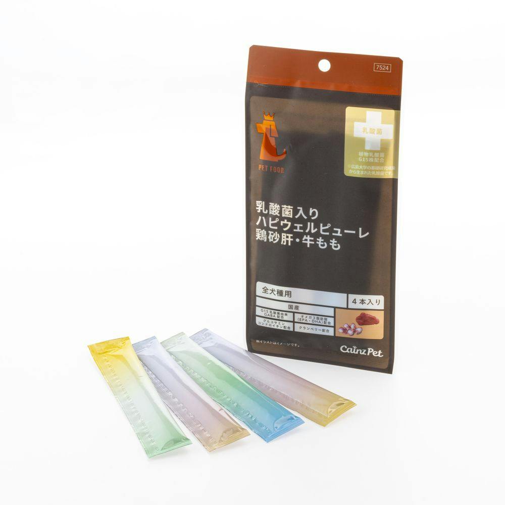 ハピウェルピューレ乳酸菌入り鶏砂肝・牛もも4本 | おやつ（犬） 通販