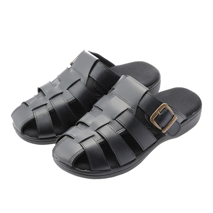 抗菌防臭ベルト編み軽量サンダル ブラック L