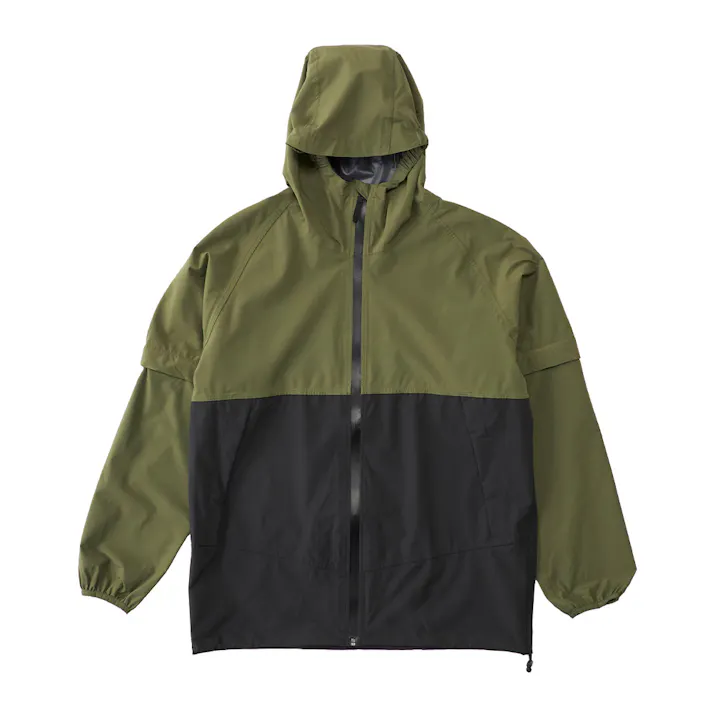 半袖にできるレインジャケット M カーキ