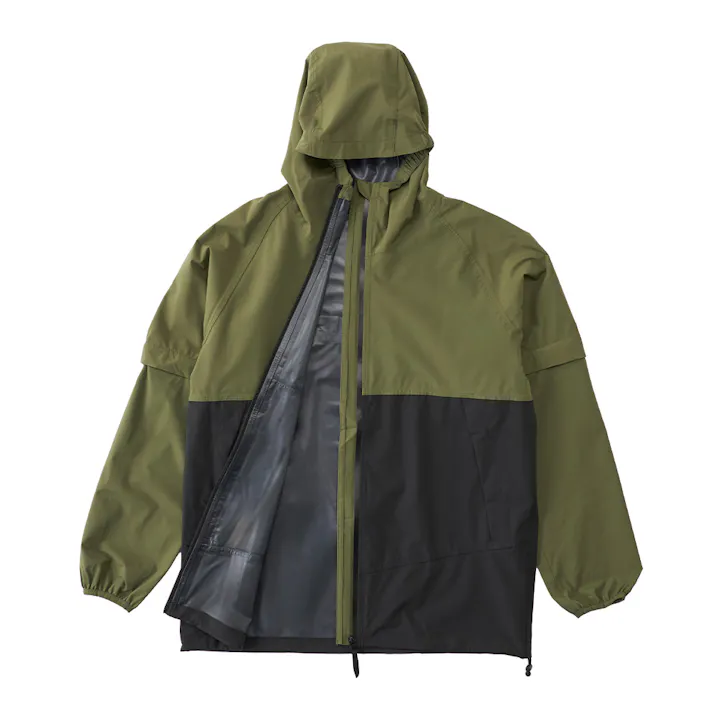 半袖にできるレインジャケット L カーキ