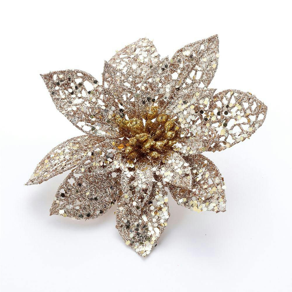 カインズ オーナメント クリップポインセチア ゴールド オーナメント