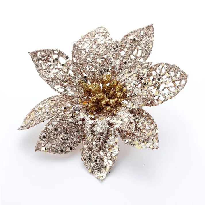 カインズ オーナメント クリップポインセチア ゴールド