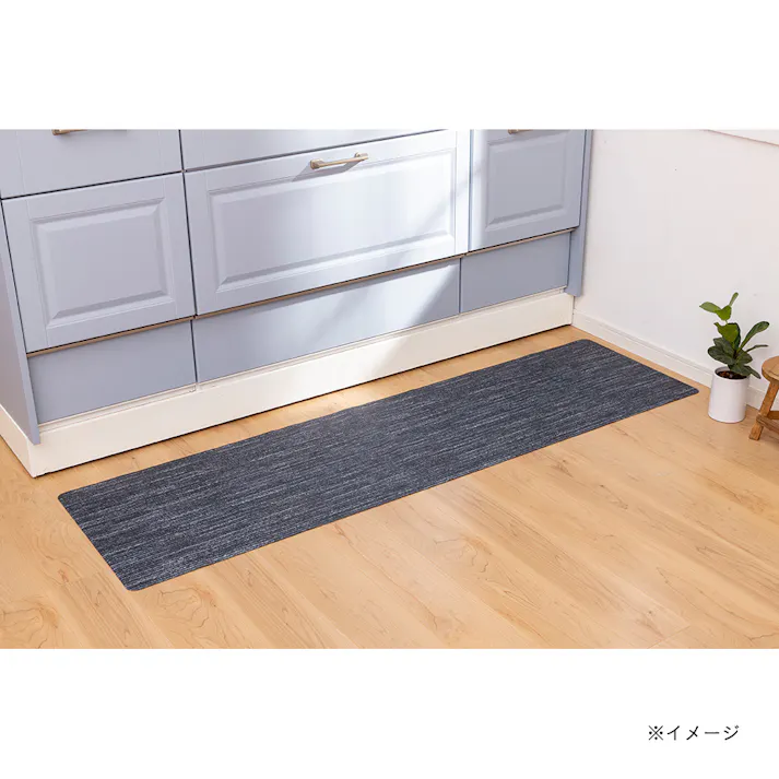 抗菌・防炎 拭ける吸着ミニラグ ネイビー 50×180cm