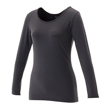 婦人 ホットファイン 発熱インナーTシャツ U首 チャコール L