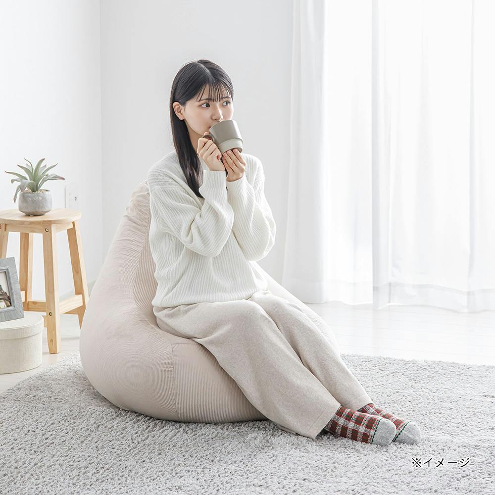 ソファクッション専用カバー M リブホワイト※カバーのみ | クッション