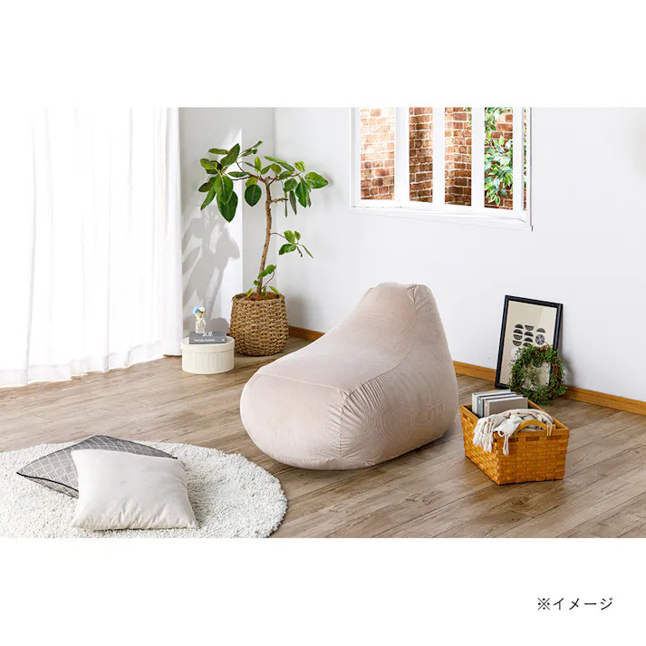 ソファクッション専用カバー L リブホワイト※カバーのみ