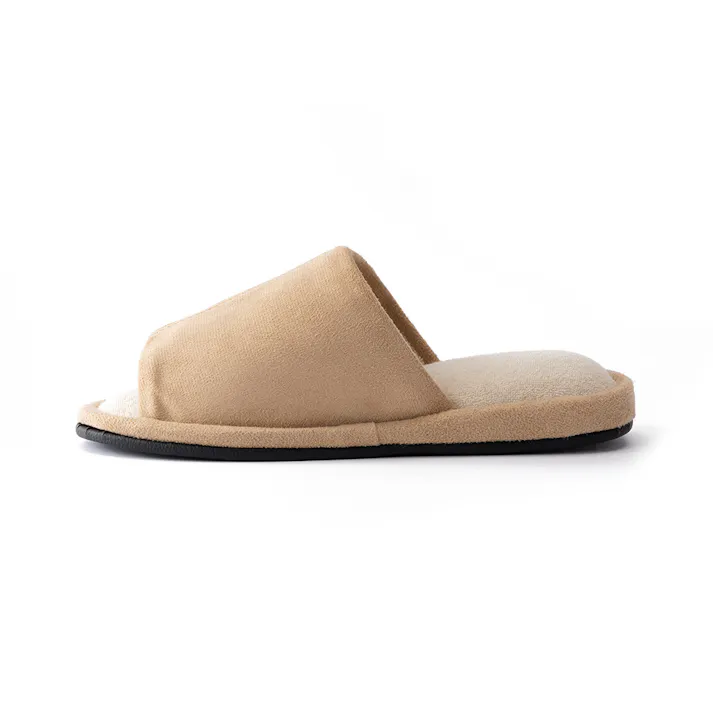 低反発インソールスウェード調外縫いスリッパ ベージュ M