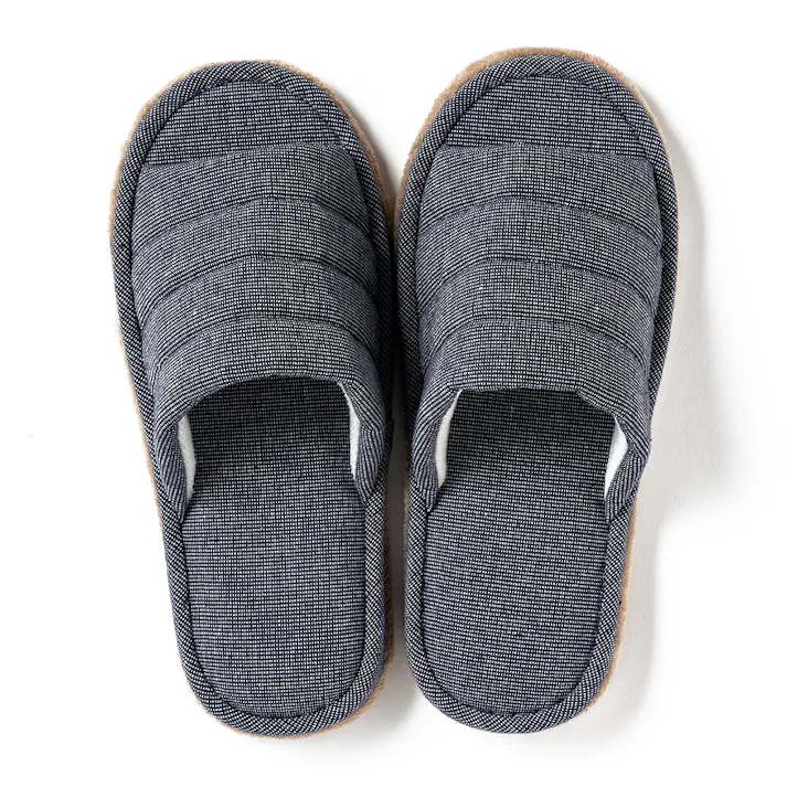 履いて歩くだけで掃除もできるスリッパ デニム調 L