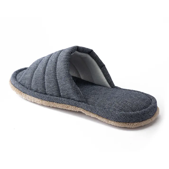 履いて歩くだけで掃除もできるスリッパ デニム調 L