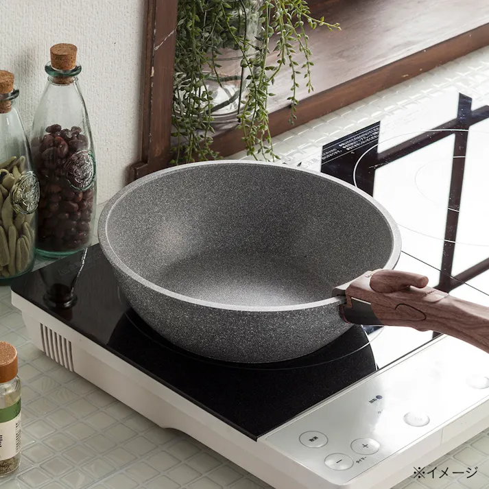 取っ手が外せるストーンマーブルフライパン 22cm 深型