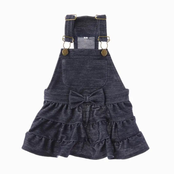 デニムライクリボン ワンピース Sサイズ ペット服(犬の服)(販売終了)