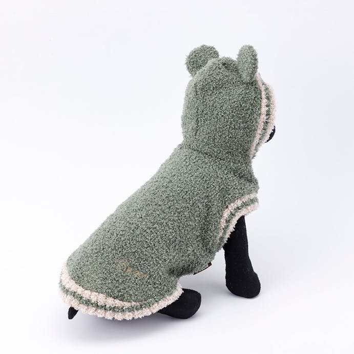 【送料無料】モコクマパーカー モスグリーン Lサイズ ペット服(犬の服)