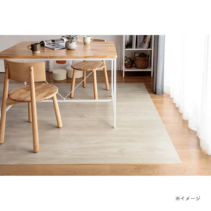 抗菌・防炎 拭ける吸着ダイニングラグ ホワイト 180×180cm(90×180cm 2枚入り)