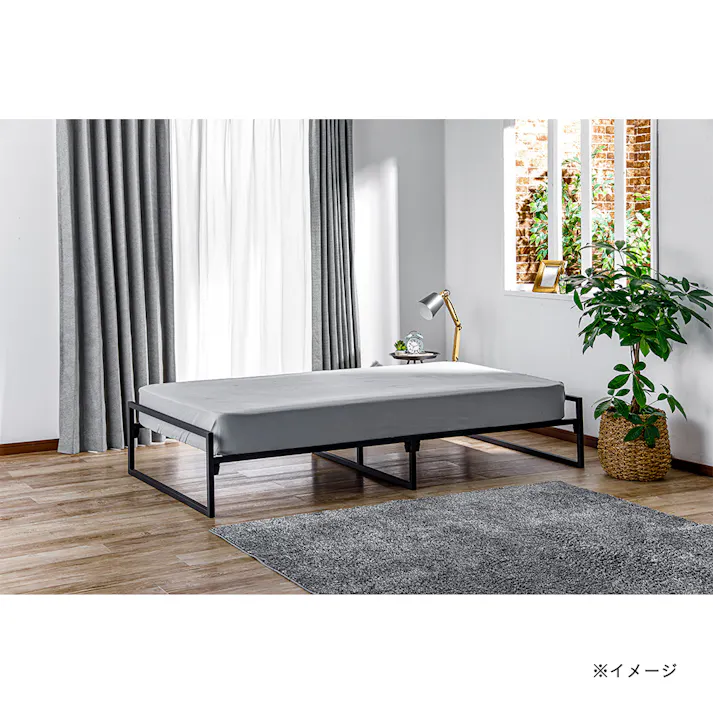 スチールベッドフレーム ブラック 100×200cm