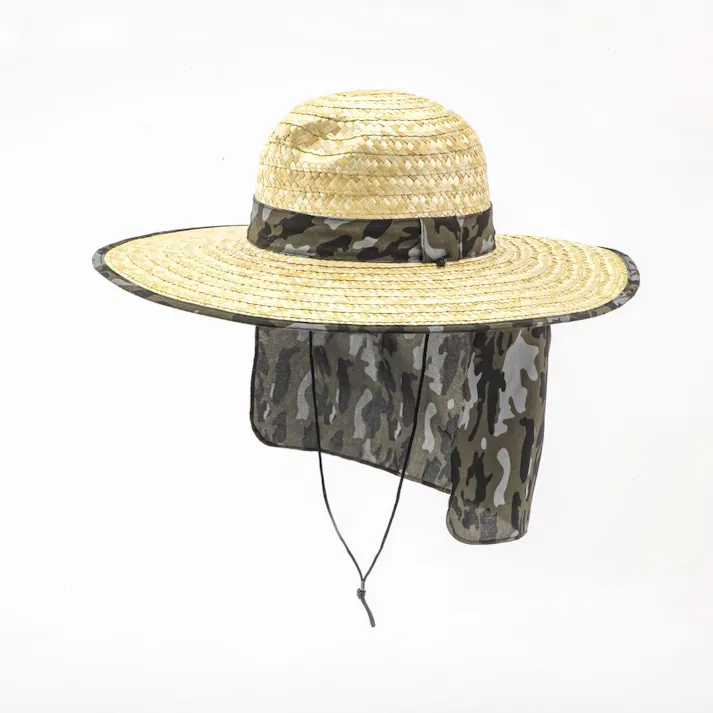 カインズ 紳士日よけ付麦わら帽子 約45cm カモフラ