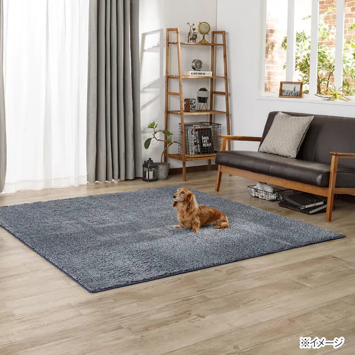 &Pet 洗えるシャギーラグ ネイビー 185×185cm