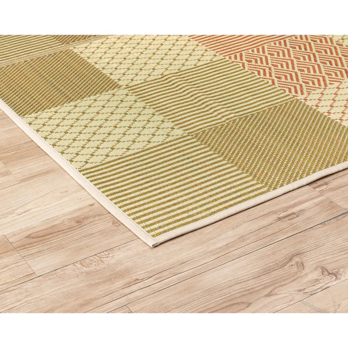 撥水い草ラグ アルザチェック グリーン 180×240cm