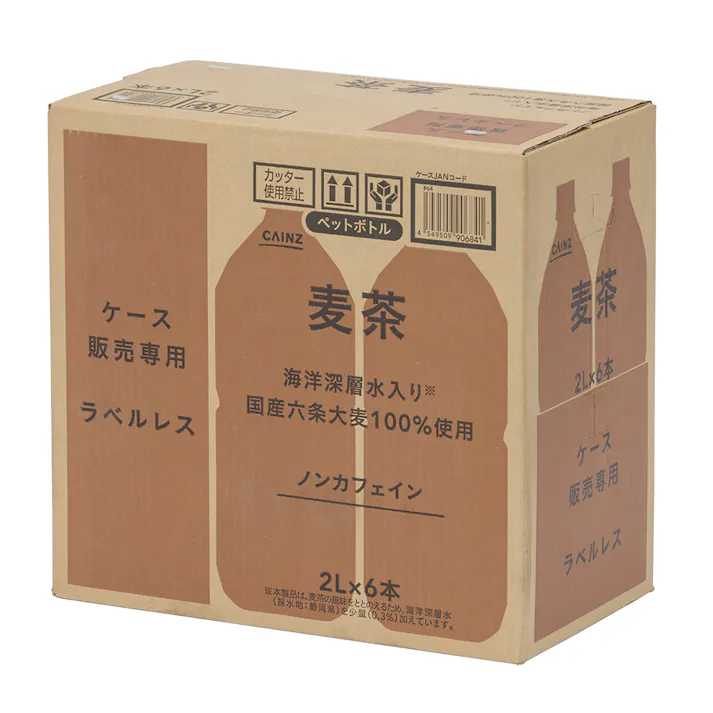 【ケース販売】麦茶 ラベルレス 2L×6本
