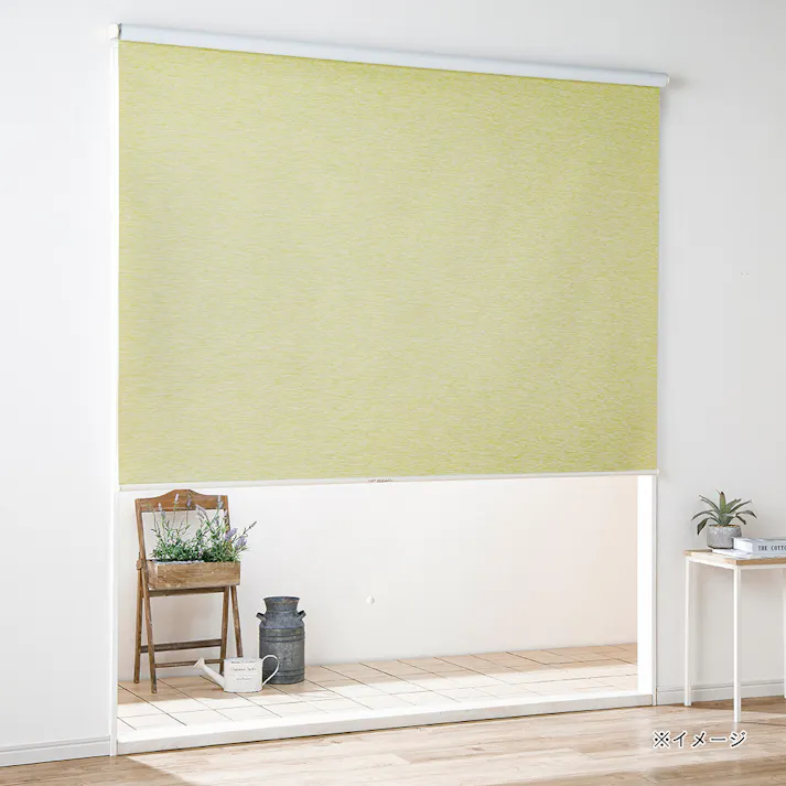 淡い色の遮光プルコード式ロールスクリーン 180×220cm ライトグリーン
