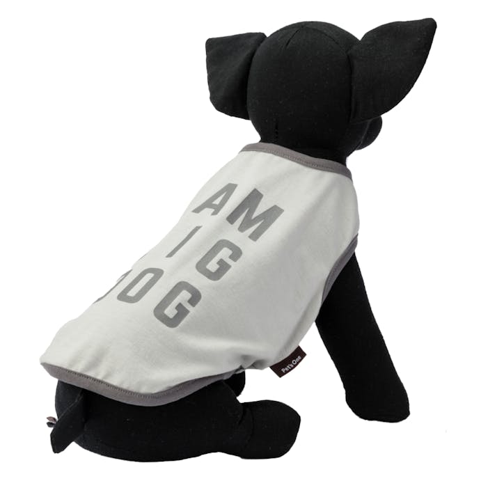 ユニークロゴプリントカットソー ライトグレー Sサイズ ペット服(犬の服)