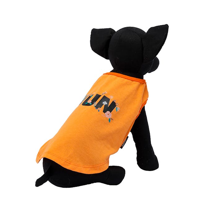フラワープリントカットソー オレンジ SSサイズ ペット服(犬の服)