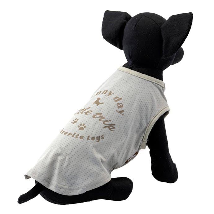 冷感メッシュ素材使用 ロゴプリントカットソー グレー Lサイズ ペット服(犬の服)(販売終了)