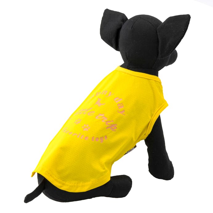 冷感メッシュ素材使用 ロゴプリントカットソー イエロー 7Lサイズ ペット服(犬の服)
