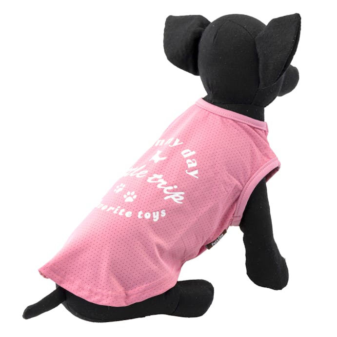 冷感メッシュ素材使用 ロゴプリントカットソー ピンク Lサイズ ペット服(犬の服)(販売終了)